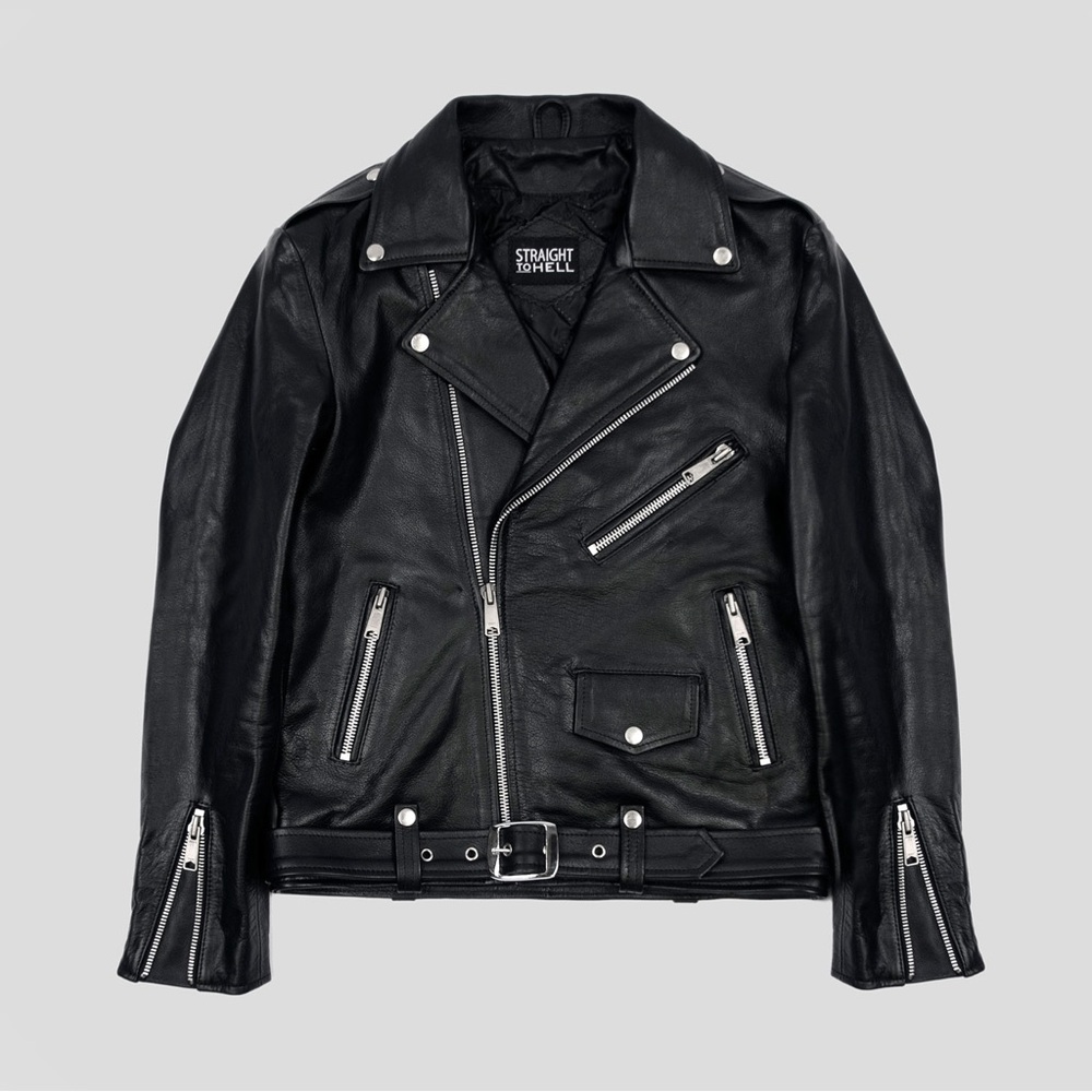 Straight To Hell Commando Black and Silver Leather Jacket